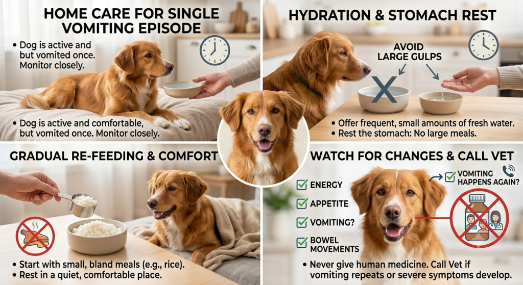 To provide simple, practical guidance for managing a dog’s vomiting at home and knowing when veterinary care is needed.