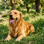 Dog panting with its tongue out on a warm day